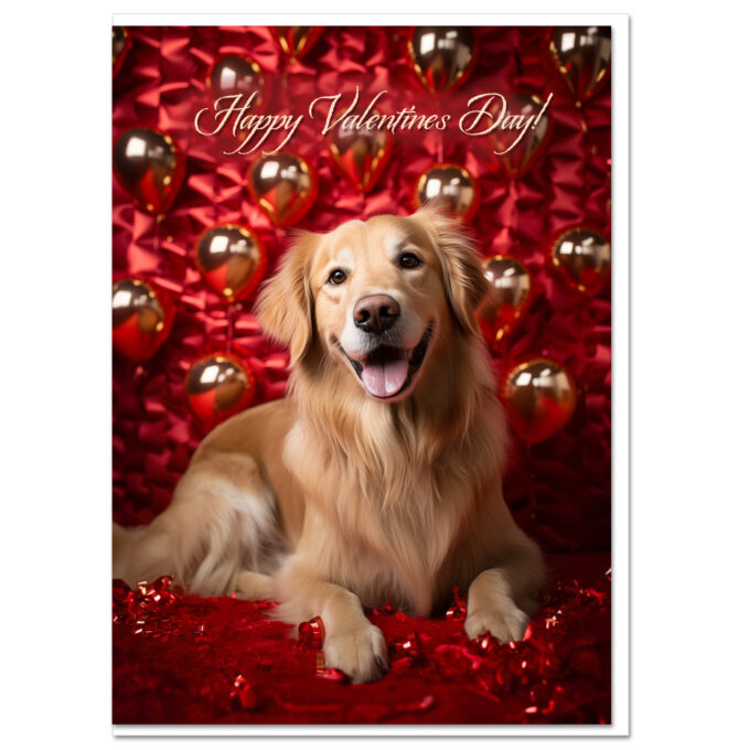 Golden Retriever Valentines Day Greeting Card