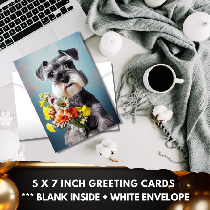 Schnauzer with Flowers All Occasions Greeting Card