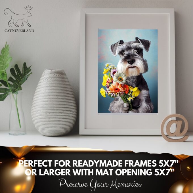 Schnauzer with Flowers All Occasions Greeting Card