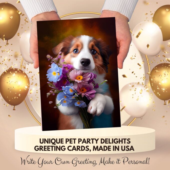 Cute Doggie with Flowers All Occasions Greeting Card