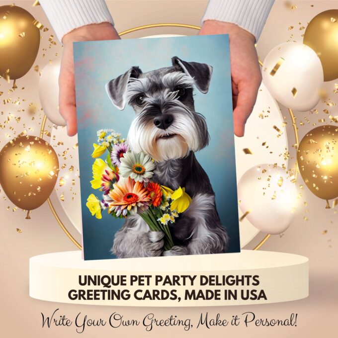 Schnauzer with Flowers All Occasions Greeting Card