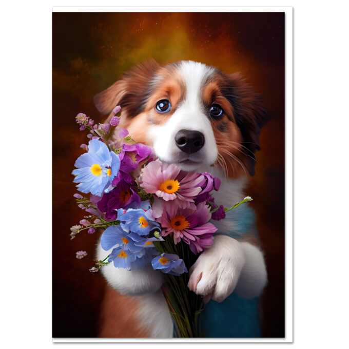 Cute Doggie with Flowers