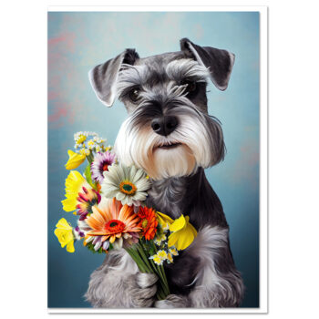Schnauzer with Flowers All Occasions Greeting Card