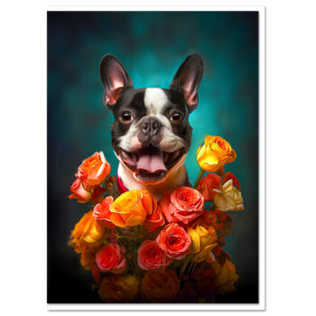 Boston Terrier with Flowers All Occasions Greeting Card